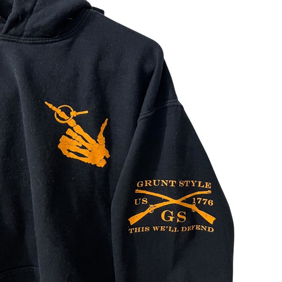 Grunt Style Black Medium Hoodie US Flag Pumpkin Grenade Graphic Size M - Picture 5 of 7